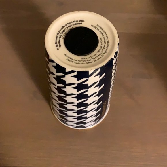 Starbucks Blue, White, and Gold Houndstooth Ceramic To Go Cup - Picture 9 of 10
